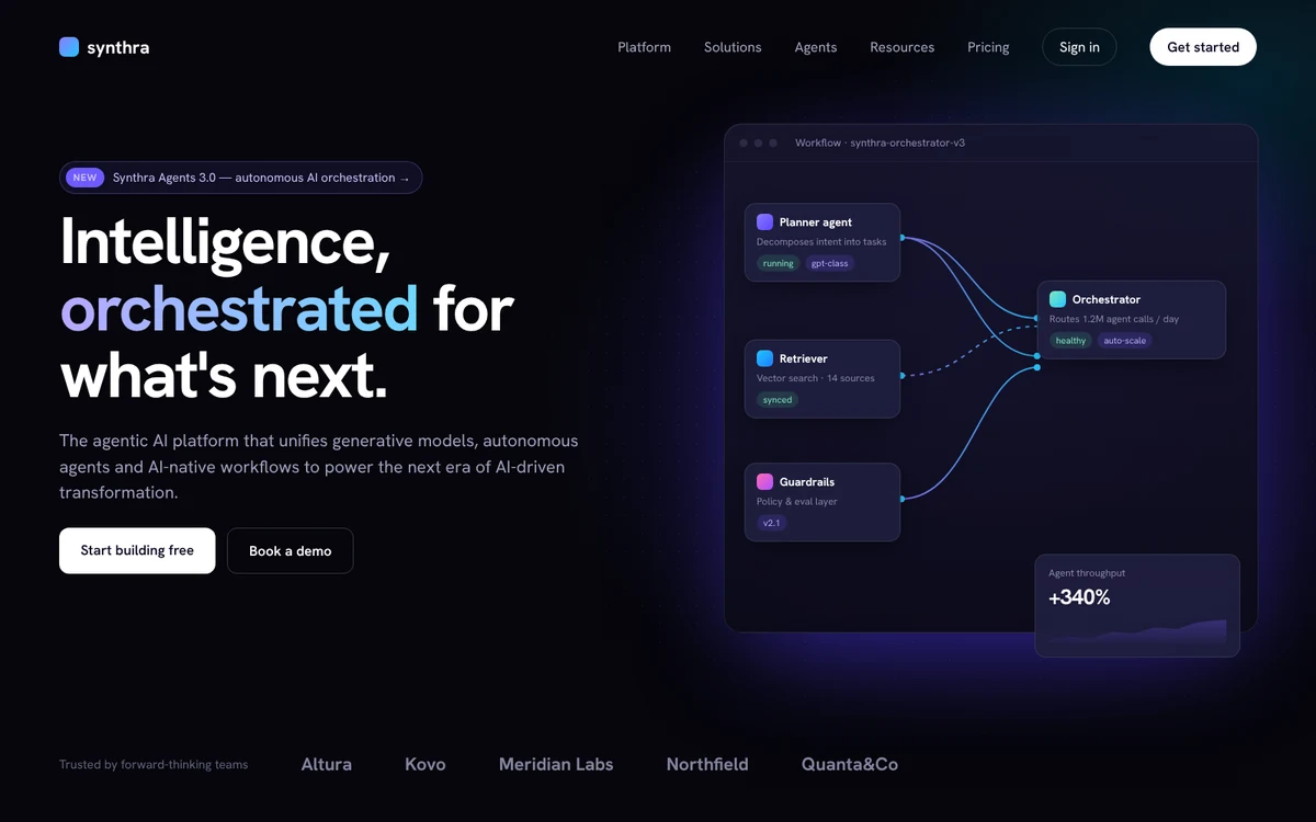 The homepage of an AI software company: big claims, no clear benefit